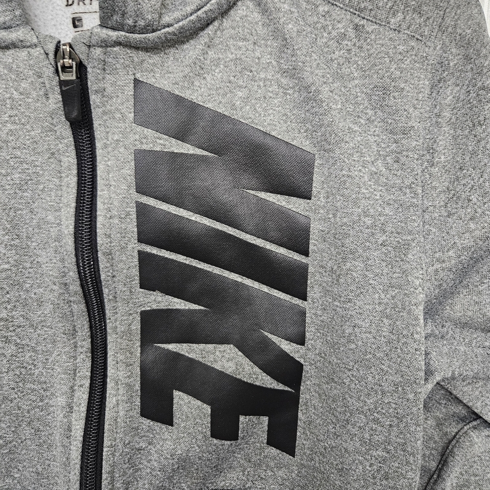 NIKE Youth Unisex | Gray Hooded Dri Fit Zipper Jacket | L - Picture 3 of 6